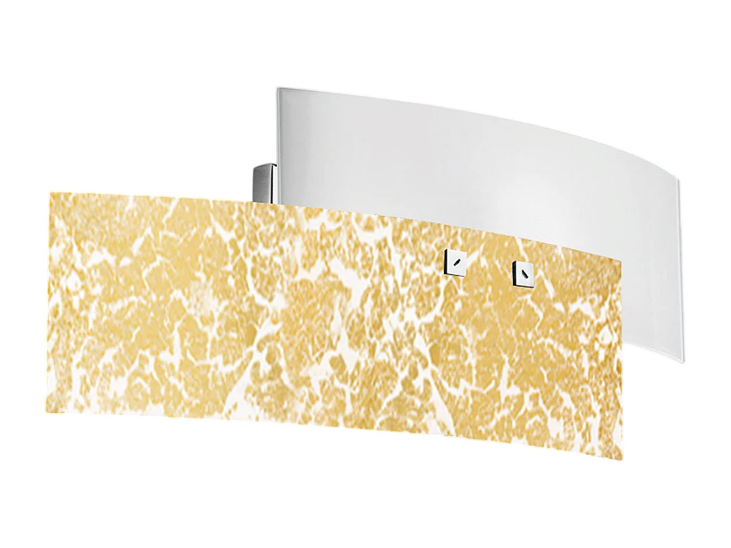 Applique Lara 2 lumières E14 verre blanc feuille d'or - Applique au style élégant 46x18cm, max 2x42W, ampoule exclue