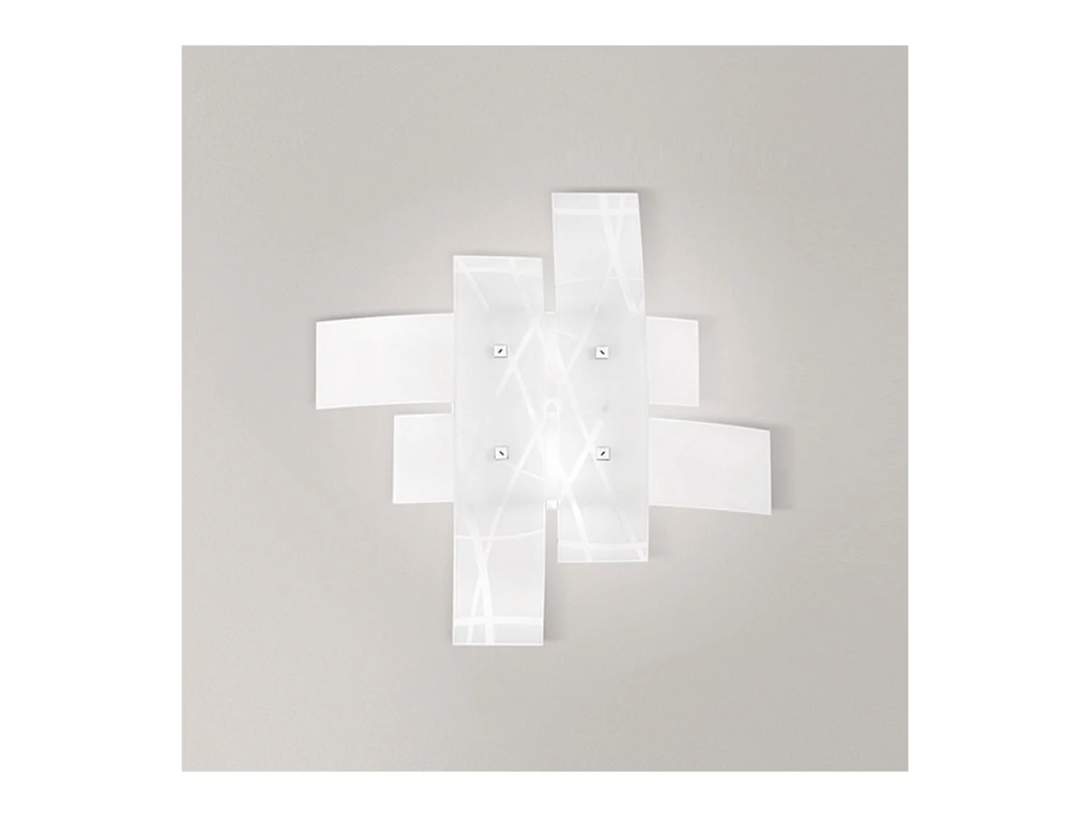 Frida - Applique 2 lumières E27 en verre blanc satiné - Cadre chromé, max 2x52W, ampoules exclues, largeur 50cm