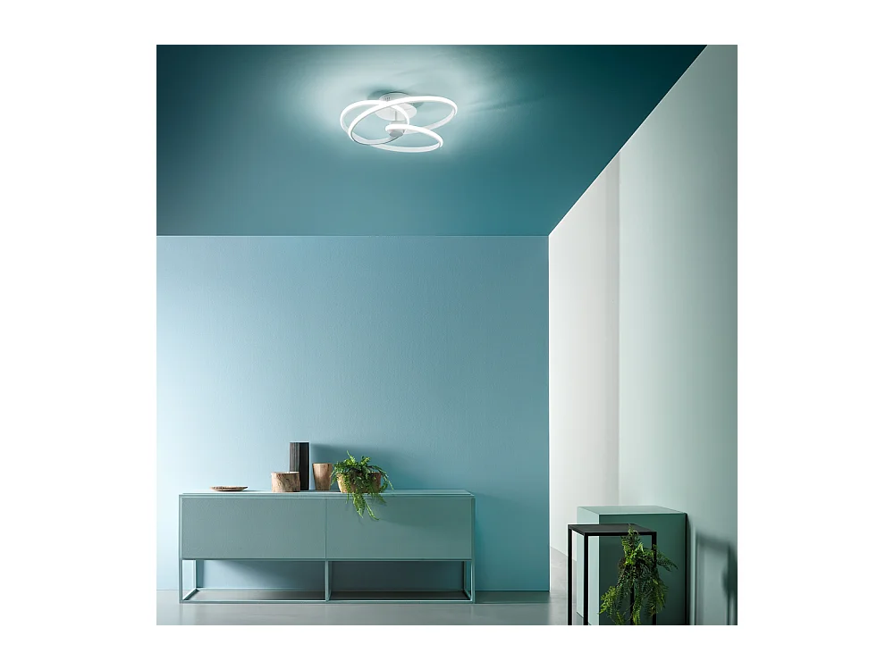 Diva - Plafonnier LED 40W dimmable - Aluminium titane, lumière chaude 3000K, 2500lm, diffuseur en silicone