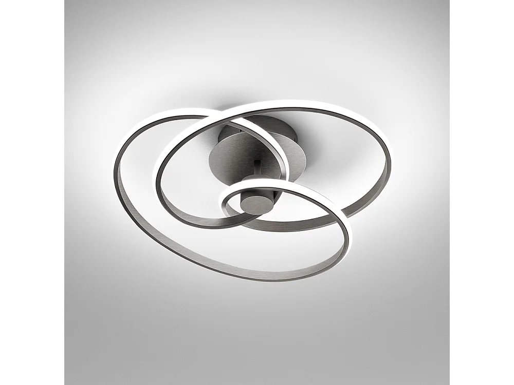 Diva - Plafonnier LED 40W dimmable - Aluminium titane, lumière chaude 3000K, 2500lm, diffuseur en silicone