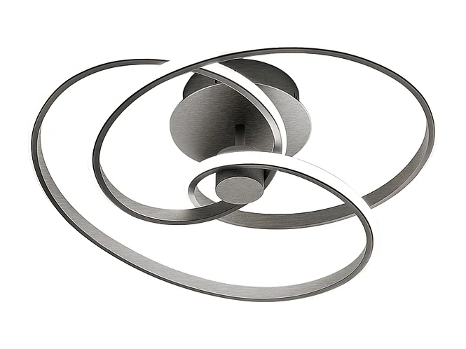 Diva - Plafonnier LED 40W dimmable - Aluminium titane, lumière chaude 3000K, 2500lm, diffuseur en silicone