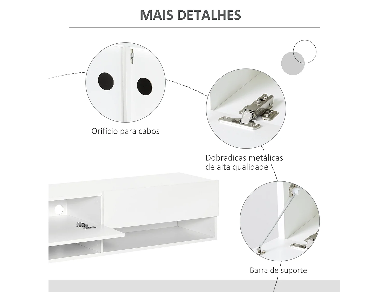 Mueble de TV Sirena Homcom 2 compartimentos y 2 armarios blanco 31x140x32 cm
