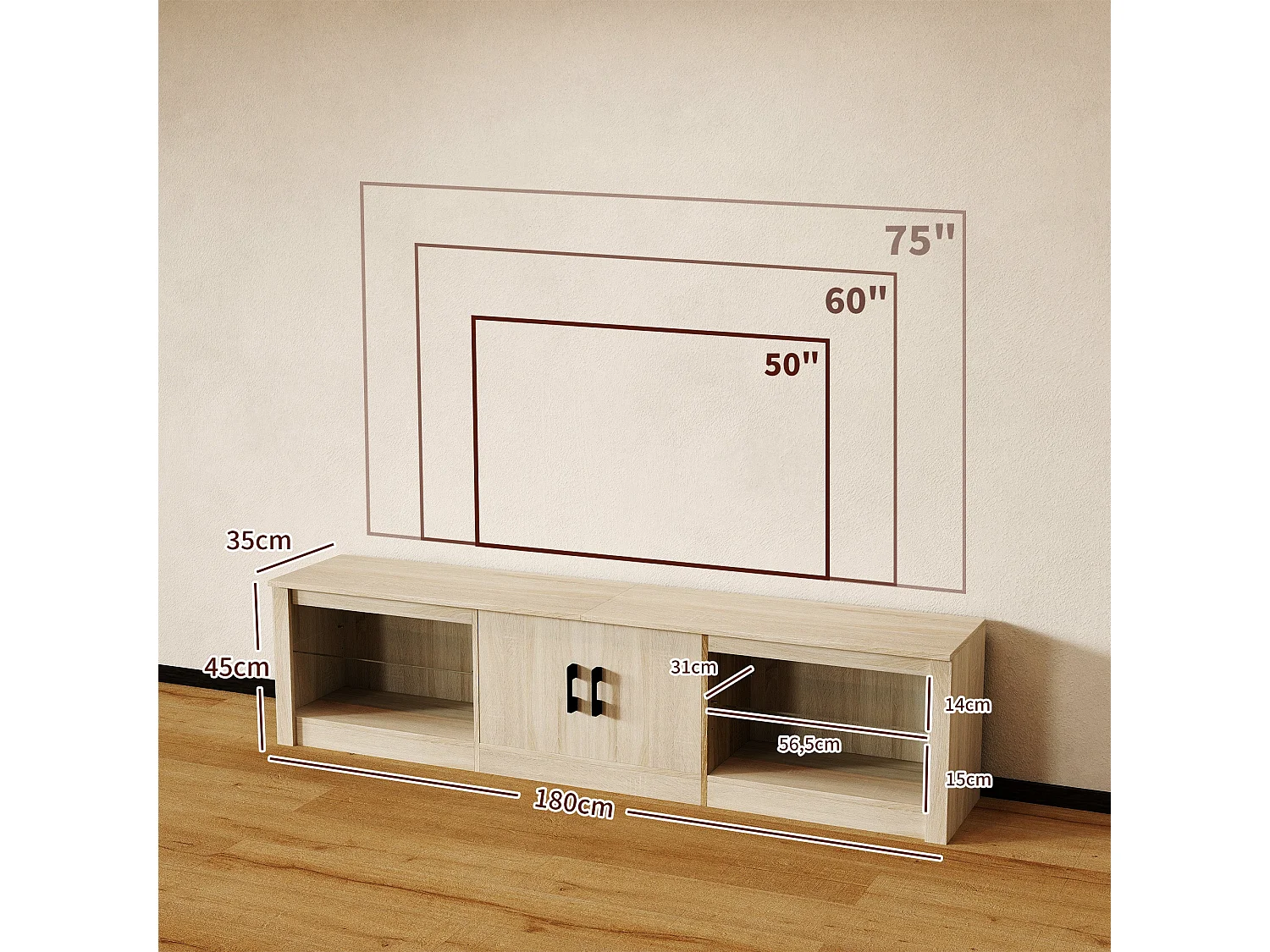 Móvel de TV Moderno com Iluminação RGB e Armazenamento Eficiente para Televisores de até 75 Polegadas