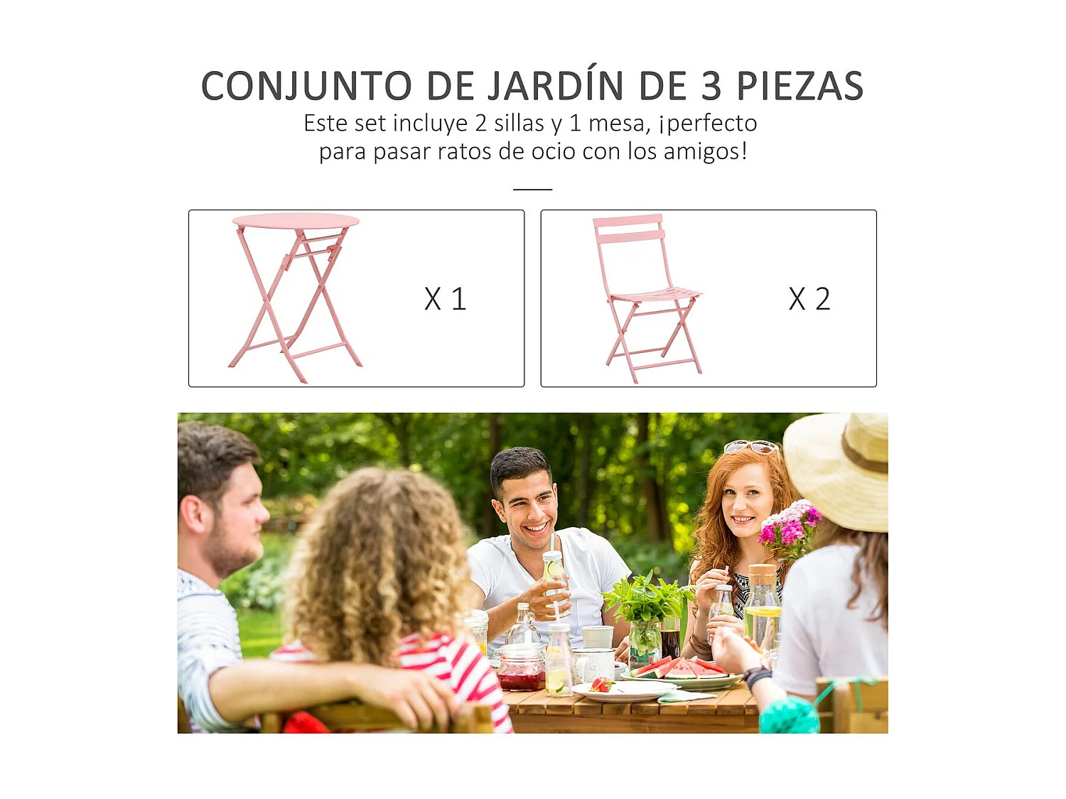 Conjunto de Jardim Lugano - 2 Cadeiras e 1 Mesa em Vime Sintético Castanho para Varandas e Jardins