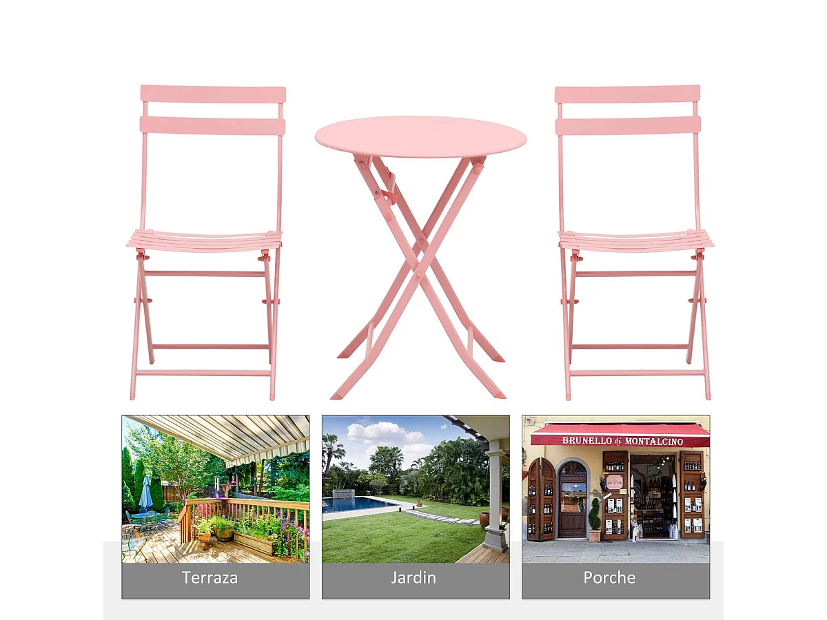 Conjunto de Jardim Lugano - 2 Cadeiras e 1 Mesa em Vime Sintético Castanho para Varandas e Jardins