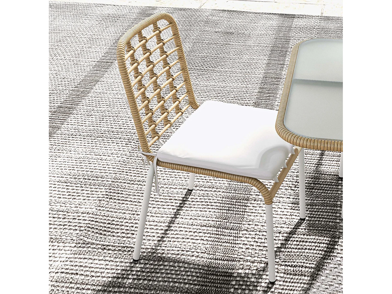 Conjunto de Refeição de Jardim Verona: Elegância e Conforto com 6 Cadeiras e Mesa de Vidro Fosco