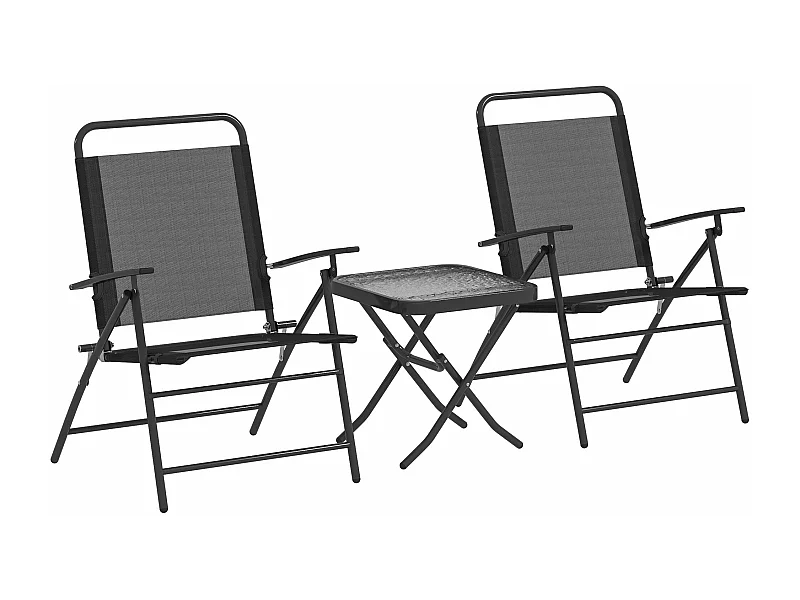 Conjunto de jardín Ghina 2 sillas + mesa negro