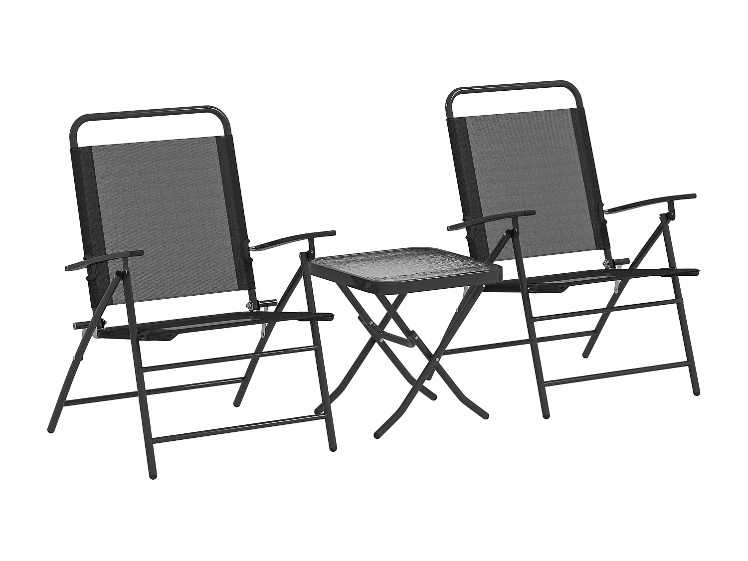 Conjunto de jardín Ghina 2 sillas + mesa negro