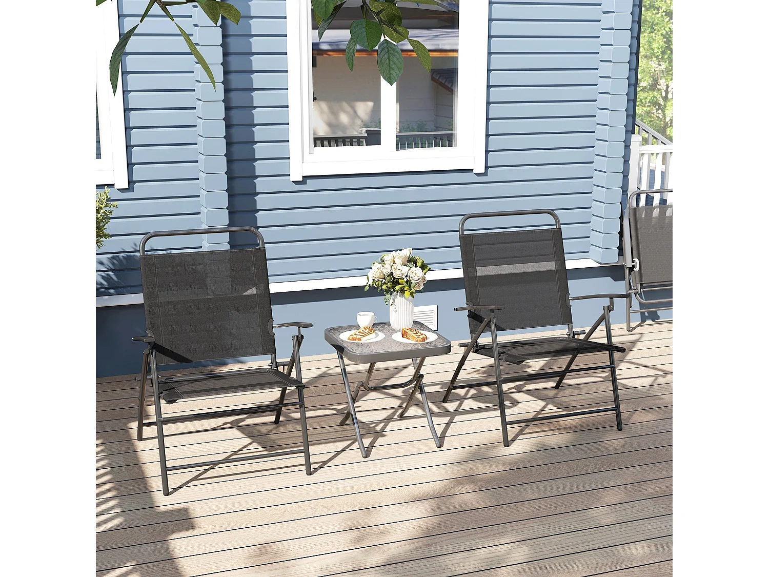 Conjunto de jardín Ghina 2 sillas + mesa negro