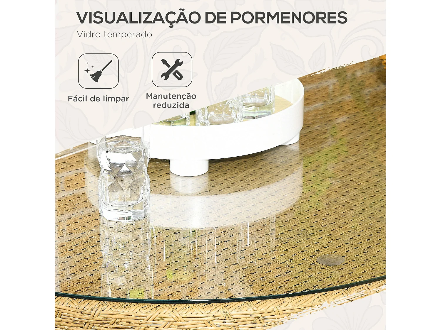 Conjunto de Refeição de Jardim Ravello - 7 Peças com 6 Cadeiras e Mesa de Jantar em Vime Sintético Castanho Natural