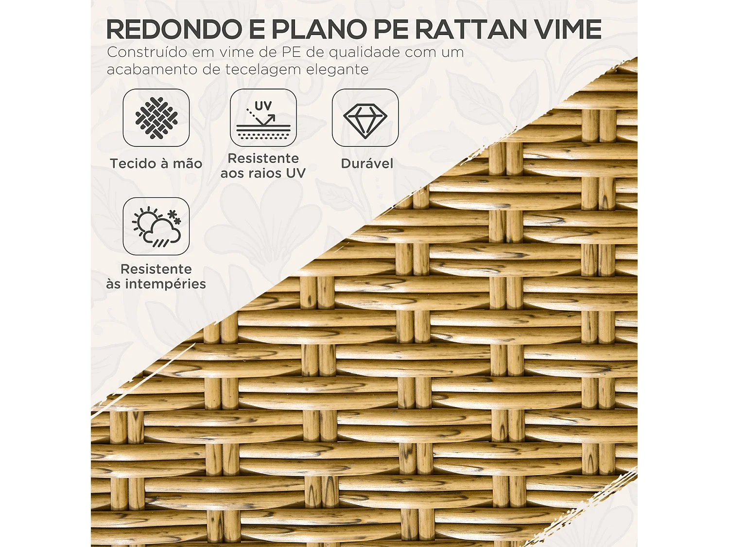 Conjunto de Refeição de Jardim Ravello - 7 Peças com 6 Cadeiras e Mesa de Jantar em Vime Sintético Castanho Natural