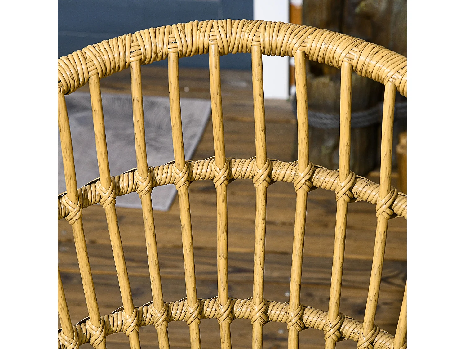 Conjunto de Refeição de Jardim Ravello - 7 Peças com 6 Cadeiras e Mesa de Jantar em Vime Sintético Castanho Natural