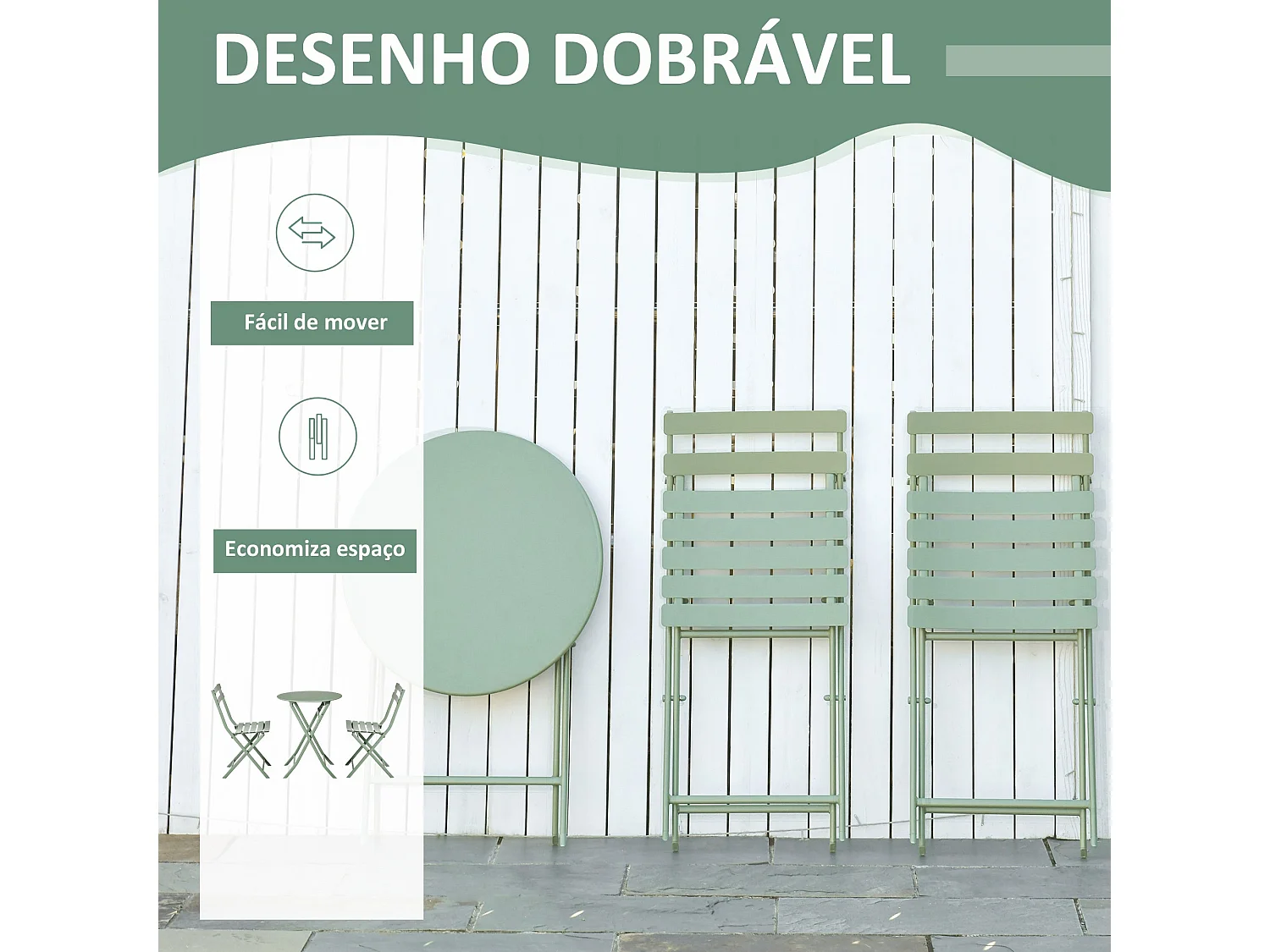 Conjunto de Jardim Ravello – 2 Cadeiras e 1 Mesa em Vime Sintético Castanho para Exterior