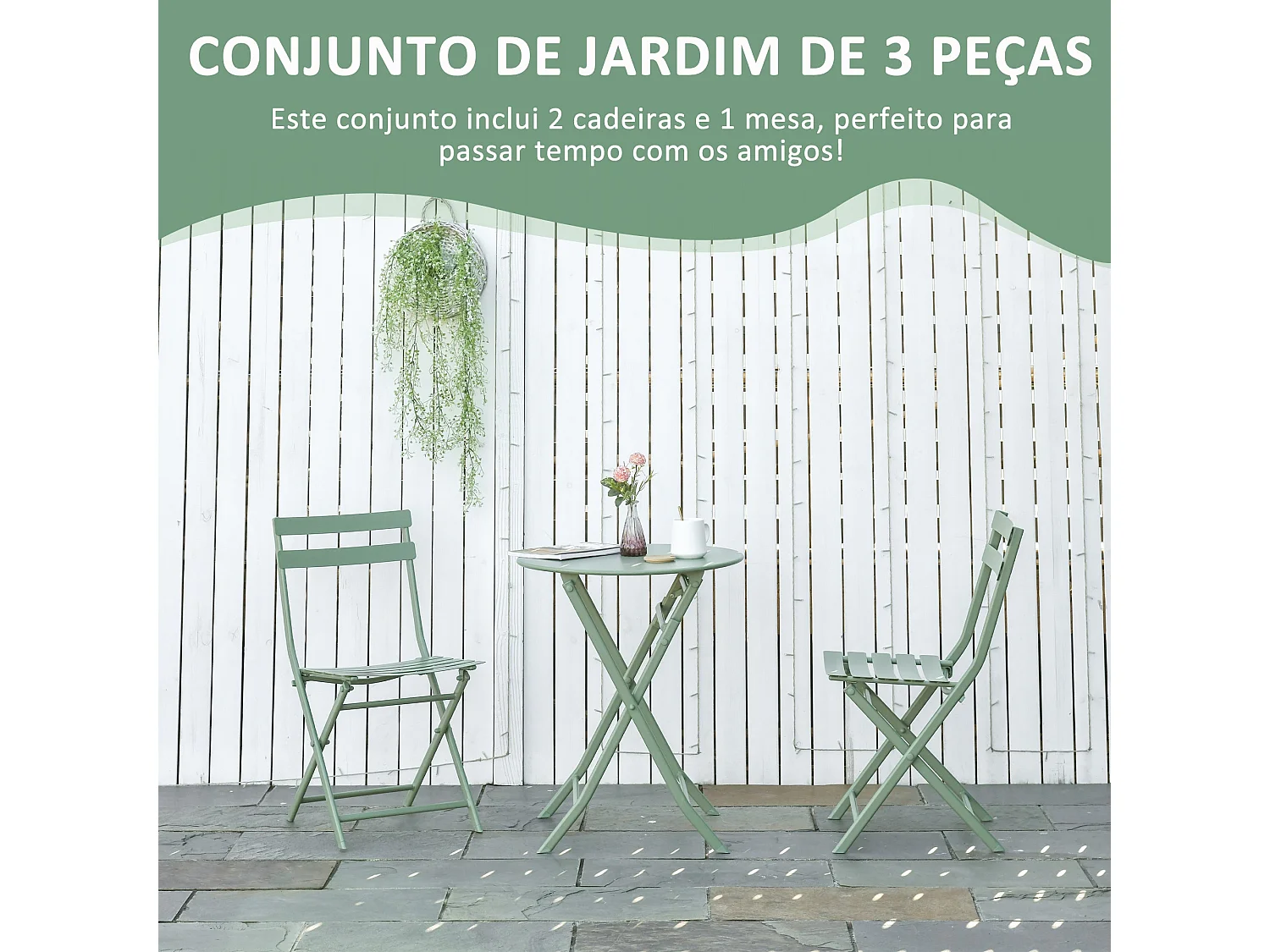 Conjunto de Jardim Ravello – 2 Cadeiras e 1 Mesa em Vime Sintético Castanho para Exterior