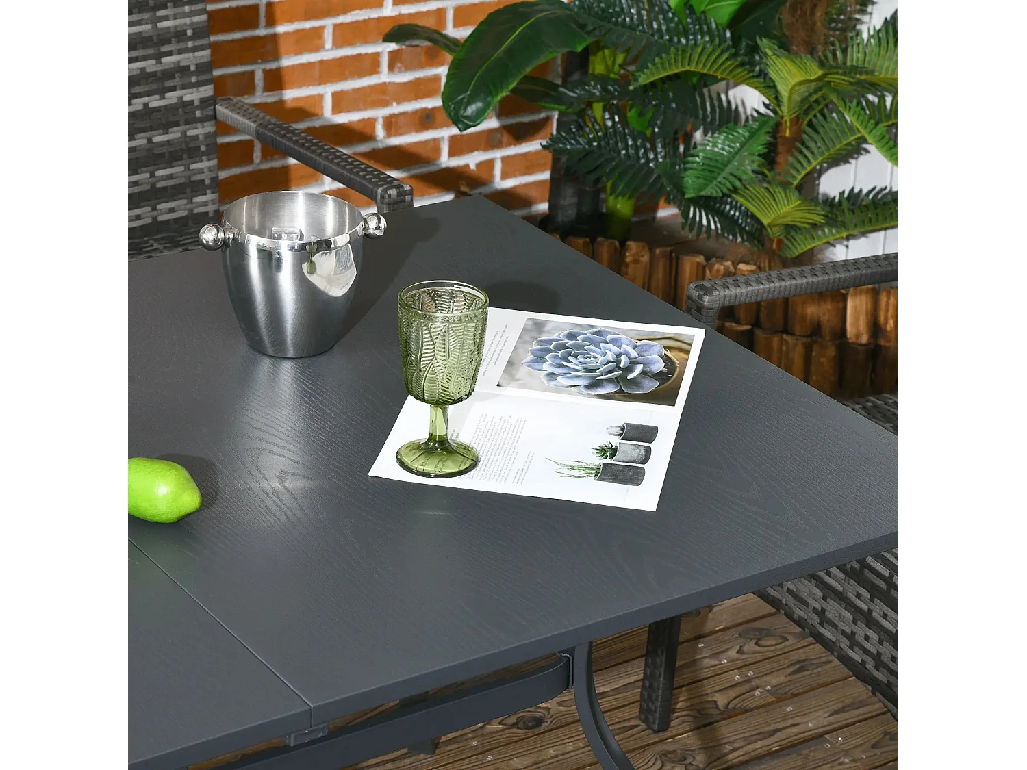 Conjunto de Refeição de Jardim Padova com 6 Cadeiras e Mesa em Vime Sintético Castanho