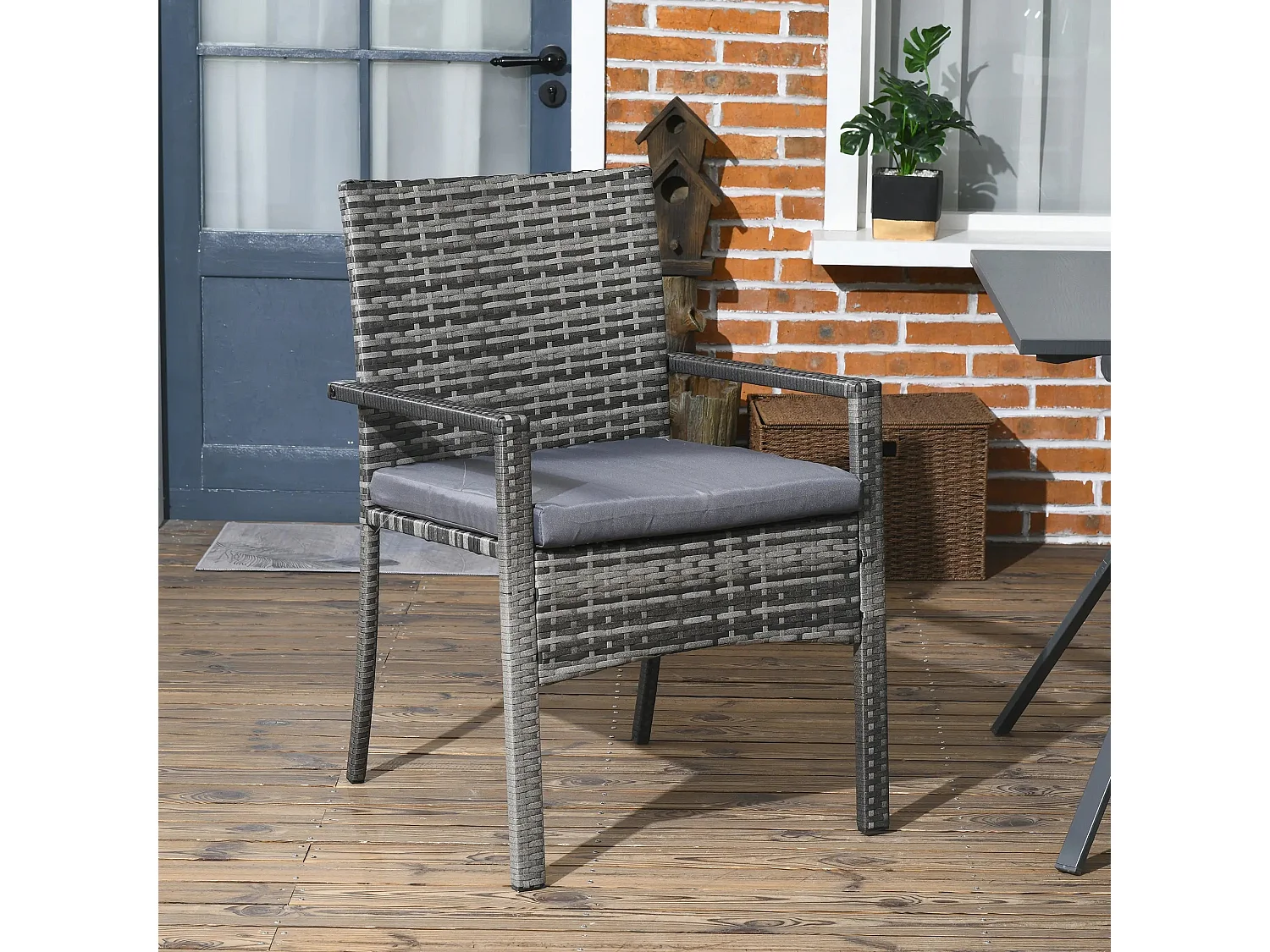 Conjunto de Refeição de Jardim Padova com 6 Cadeiras e Mesa em Vime Sintético Castanho