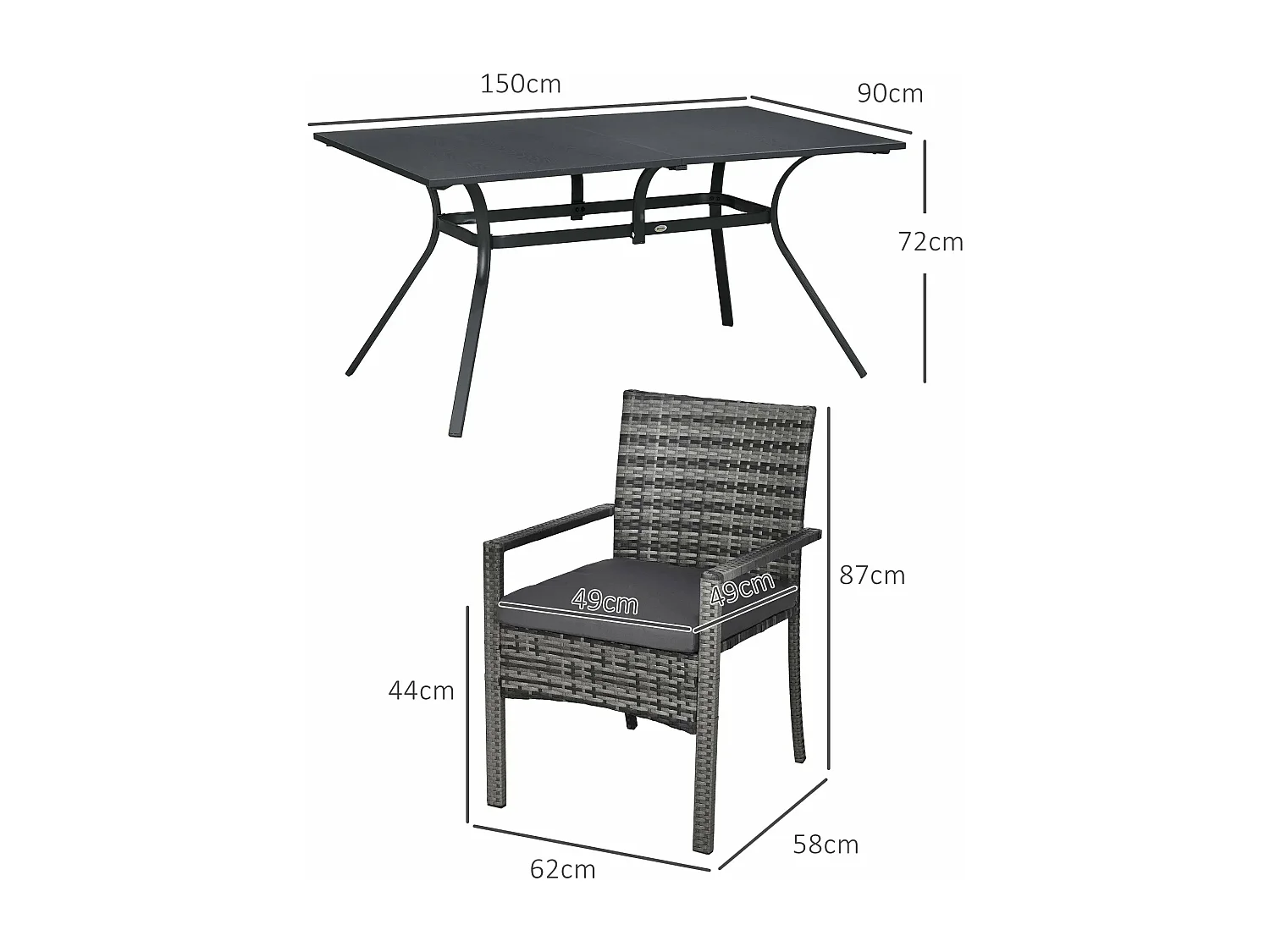 Conjunto de Refeição de Jardim Padova com 6 Cadeiras e Mesa em Vime Sintético Castanho