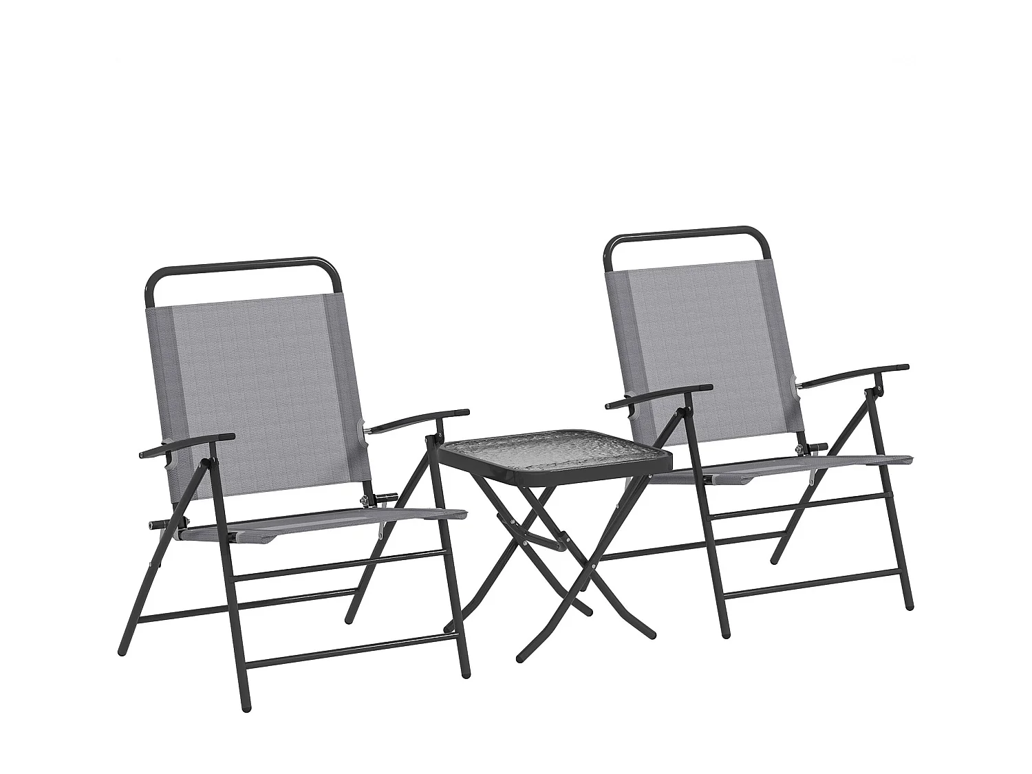 Conjunto de Mesa e Cadeiras Dobráveis para Jardim com Encosto Ajustável e Tampo de Vidro
