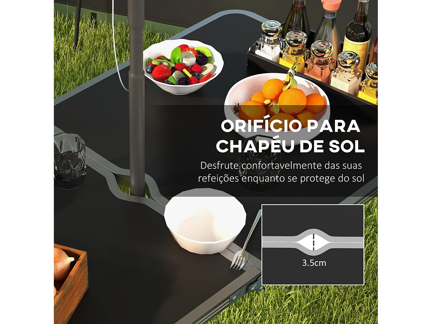 Conjunto de jardín Primrose Outsunny mesa + 4 taburetes plegables gris