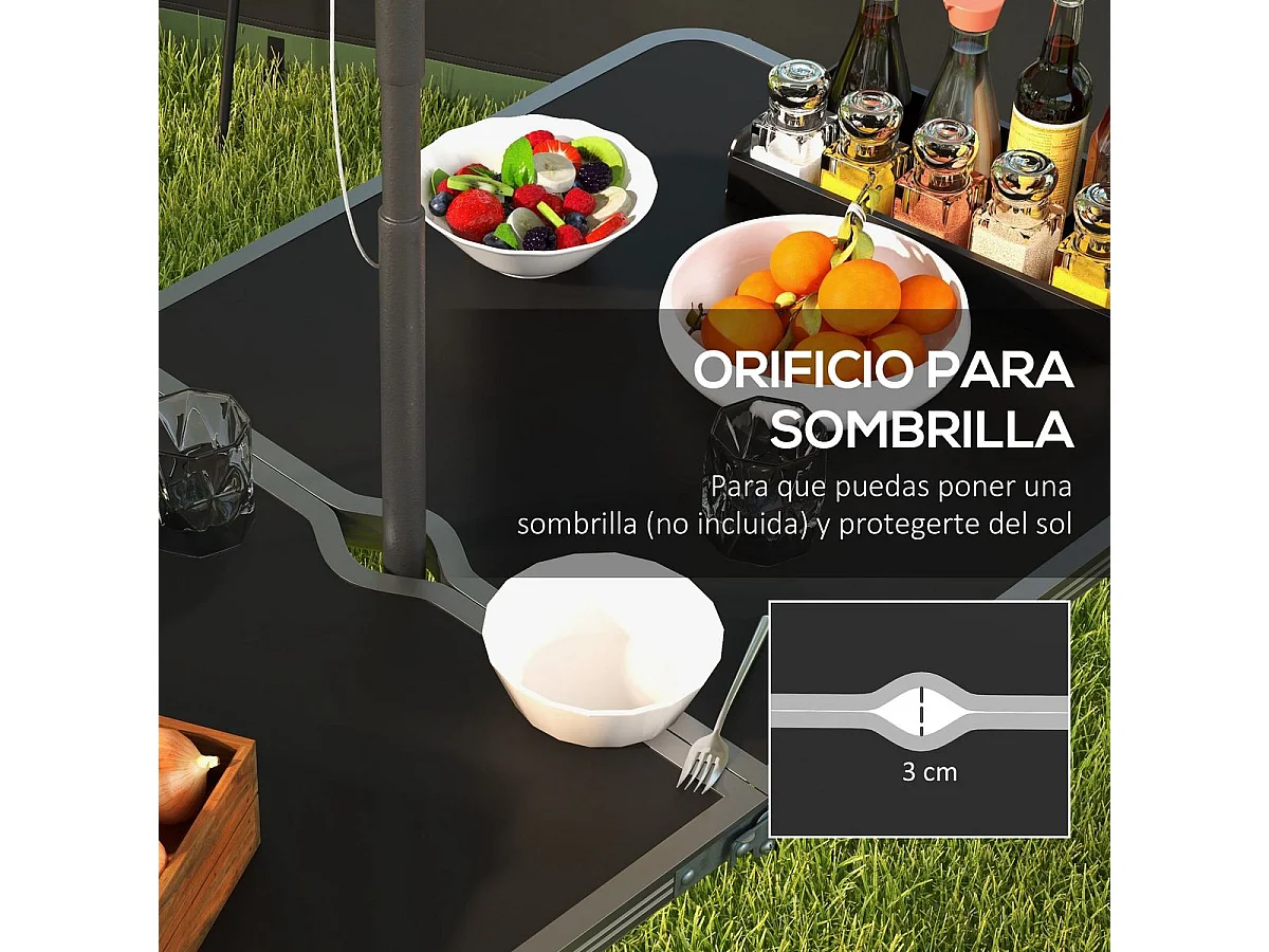 Conjunto de jardín Primrose Outsunny mesa + 4 taburetes plegables gris