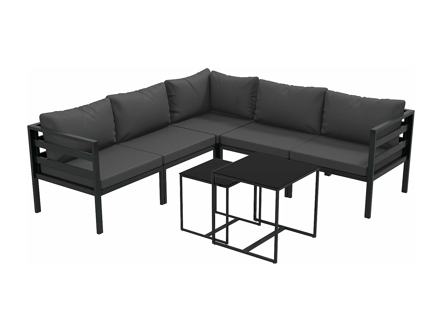 Conjunto de jardín Borla Outsunny 5 módulos + 2 mesas de centro gris