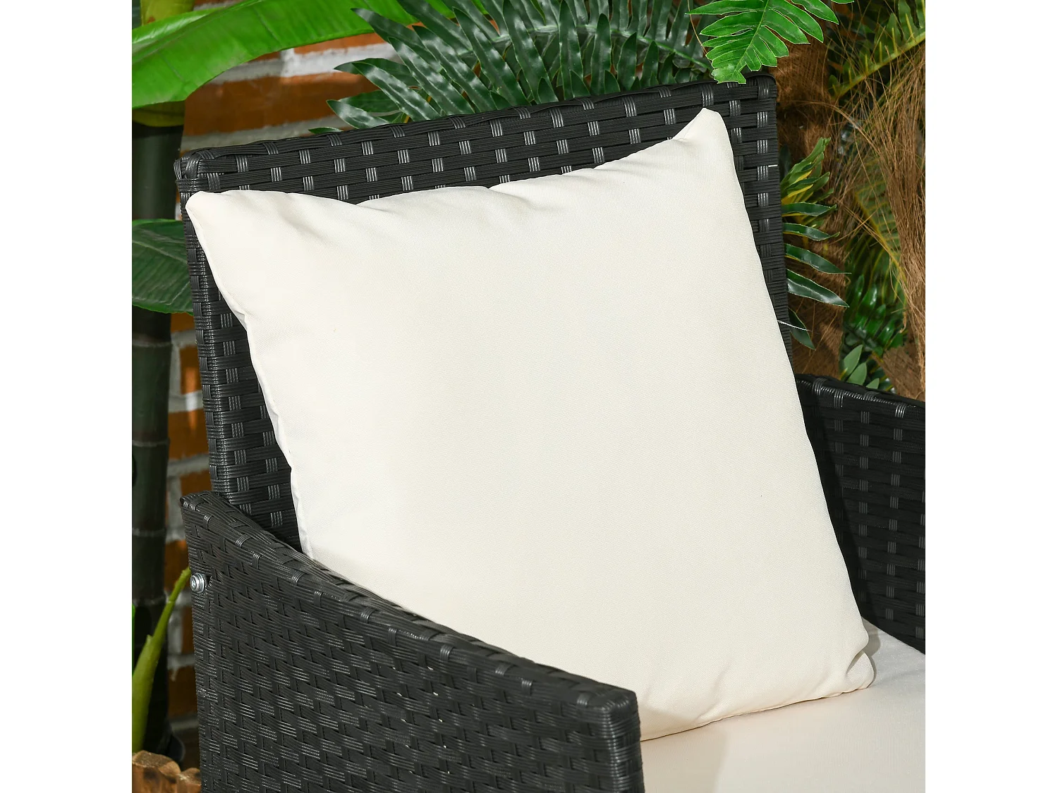 Conjunto de jardín Martín 3 sillones + 1 mesa negro/crema