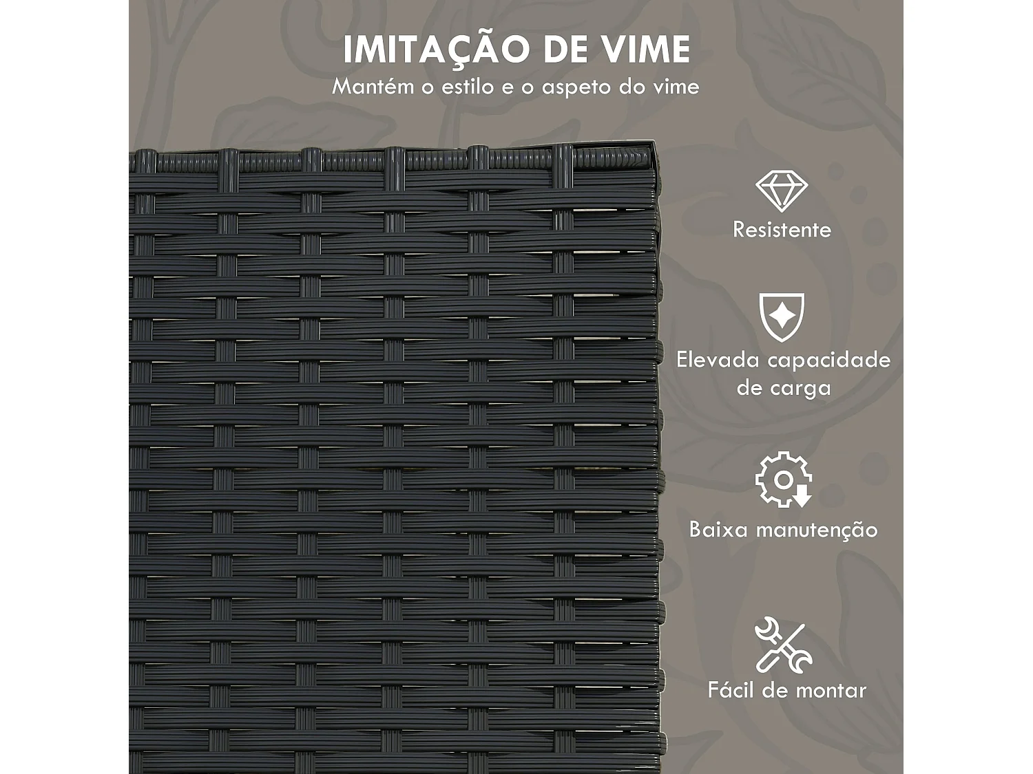 Conjunto de Jardim Torino 5 Peças em Vime PE com Sofá e Mesas de Vidro Temperado