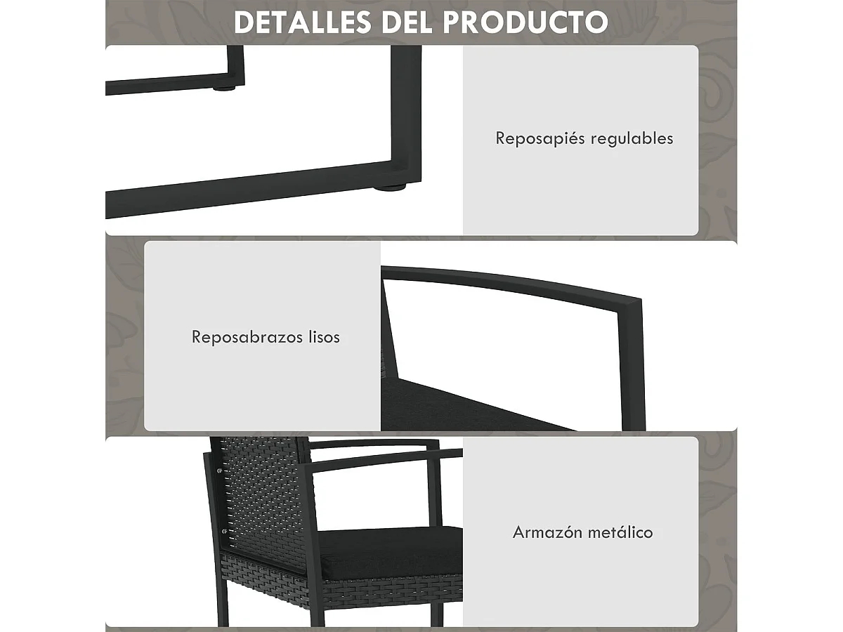 Conjunto de Jardim Torino 5 Peças em Vime PE com Sofá e Mesas de Vidro Temperado