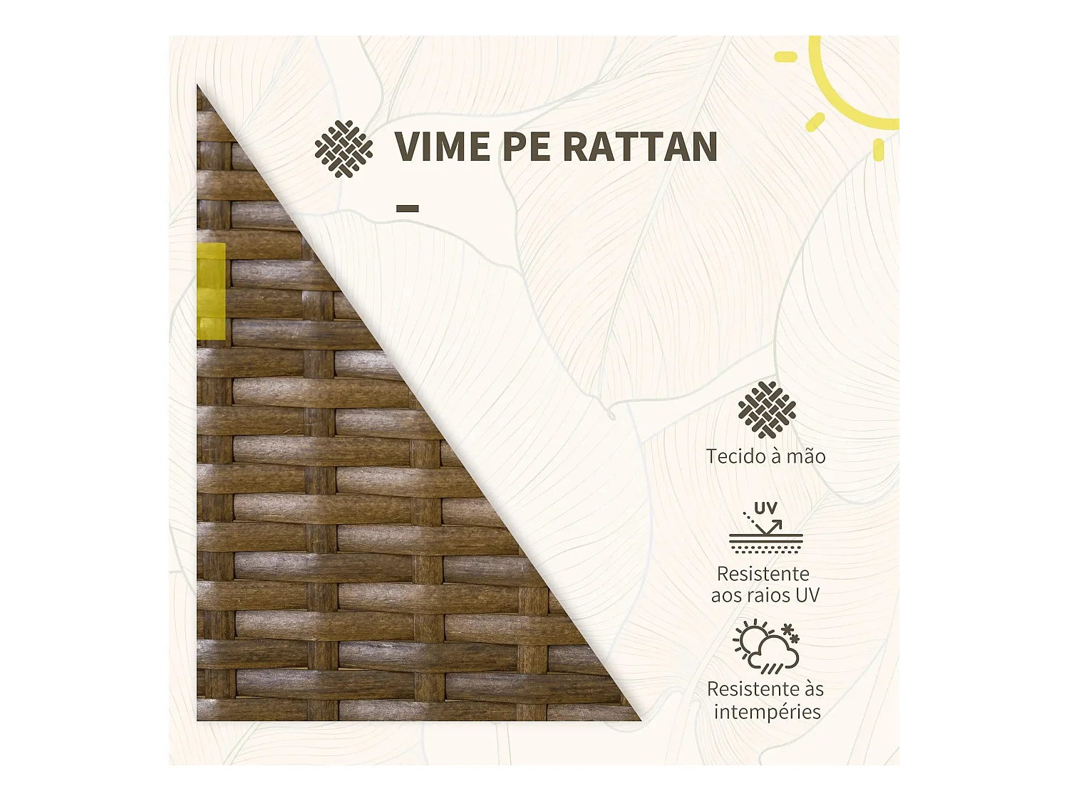 Conjunto de jardín Chill Outsunny 2 sillones + sofá + mesa marrón/negro