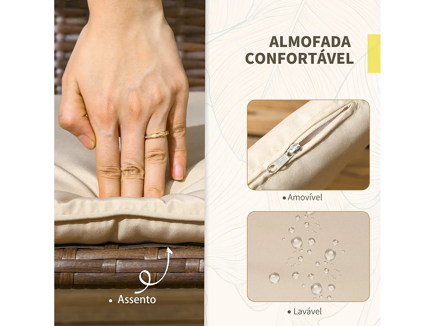 Conjunto de Jardim “Bari” 4 Peças em Vime Sintético – Sofá, Poltronas e Mesa de Vidro para Exterior