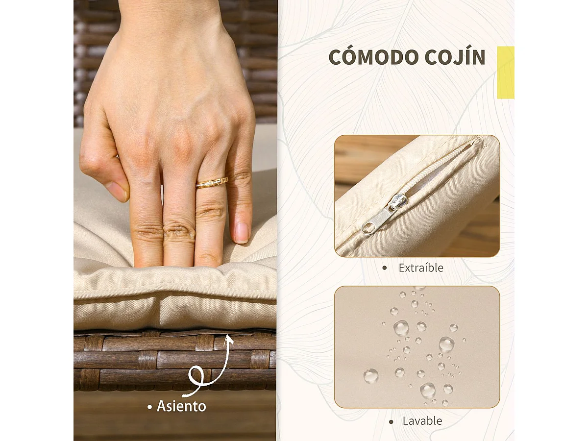 Conjunto de Jardim “Bari” 4 Peças em Vime Sintético – Sofá, Poltronas e Mesa de Vidro para Exterior