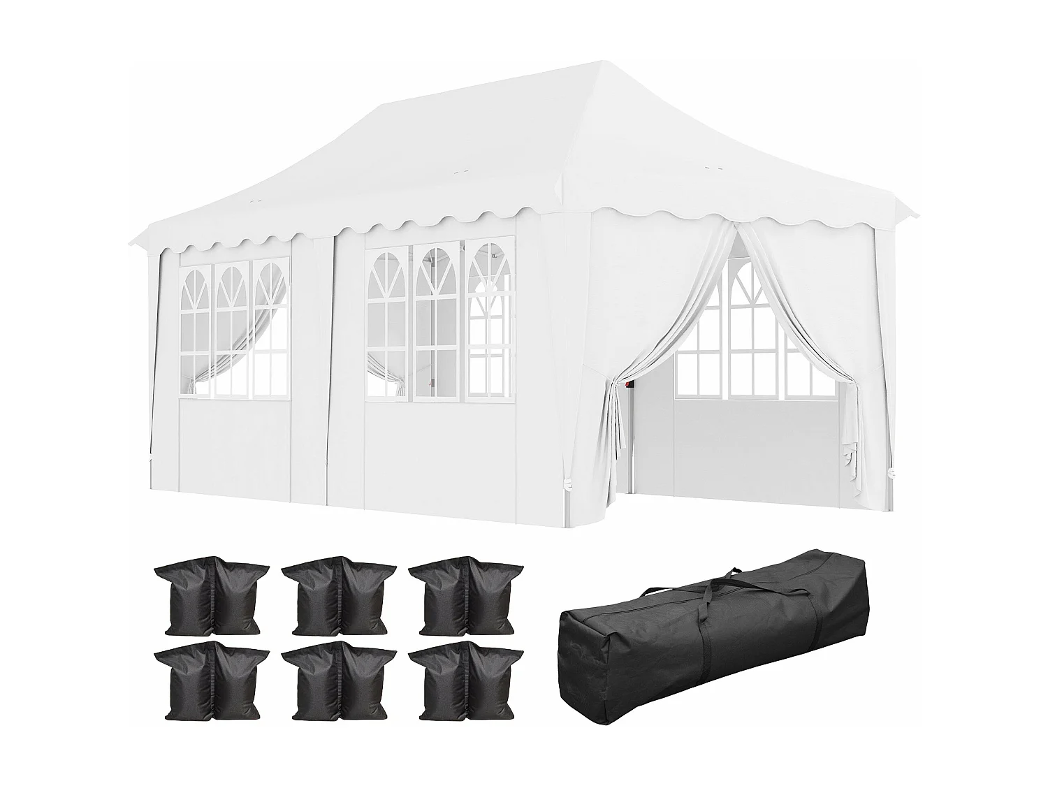 Tenda Dobrável Pop Up 596x300x315 cm com Proteção UV e Estrutura Ajustável para Eventos ao Ar Livre