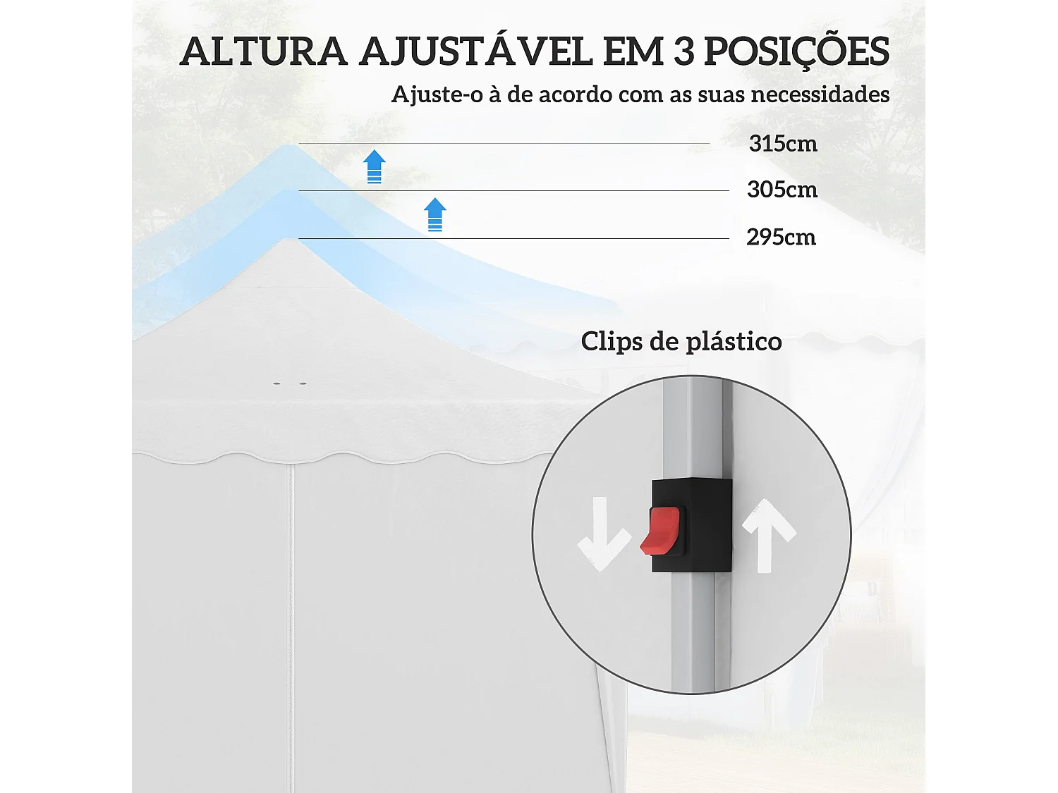 Tenda Dobrável Pop Up 596x300x315 cm com Proteção UV e Estrutura Ajustável para Eventos ao Ar Livre