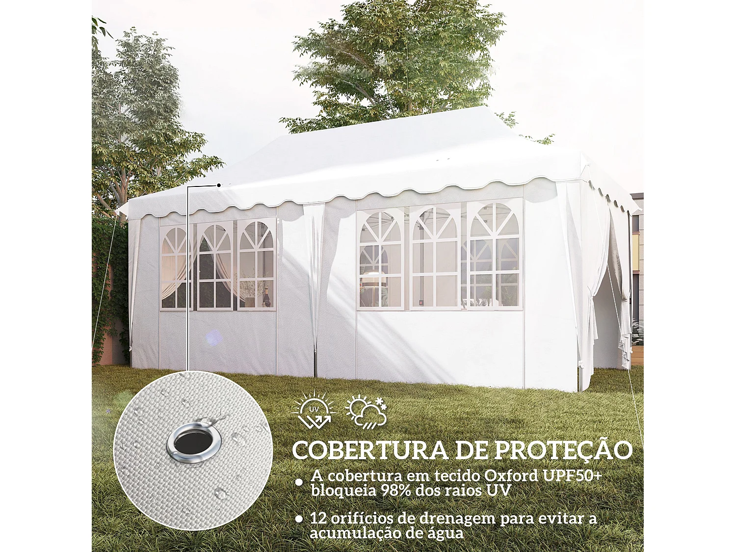 Tenda Dobrável Pop Up 596x300x315 cm com Proteção UV e Estrutura Ajustável para Eventos ao Ar Livre