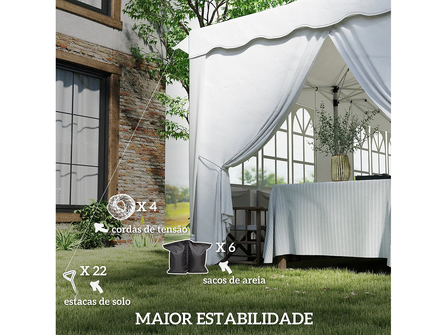 Tenda Dobrável Pop Up 596x300x315 cm com Proteção UV e Estrutura Ajustável para Eventos ao Ar Livre