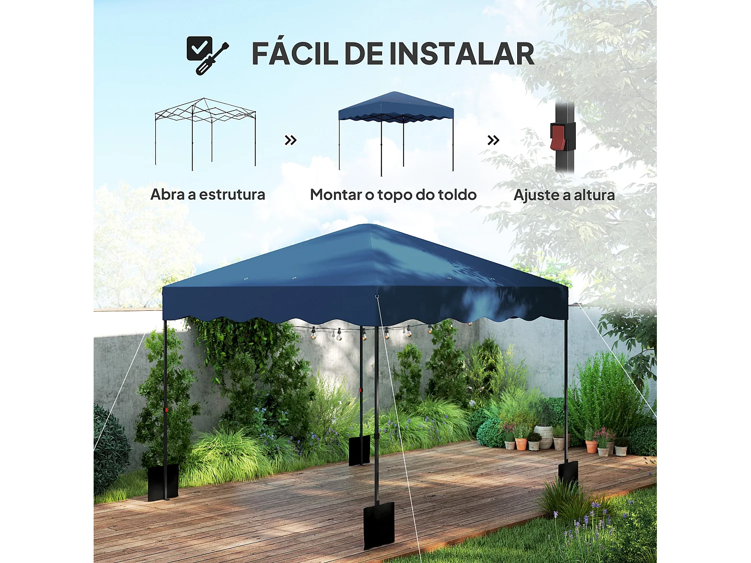 Carpa Gales Outsunny plegable altura ajustable + bolsa 287x297x297cm