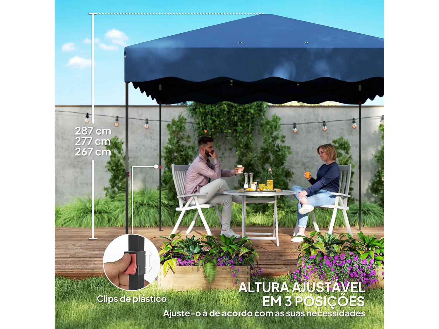 Carpa Gales Outsunny plegable altura ajustable + bolsa 287x297x297cm