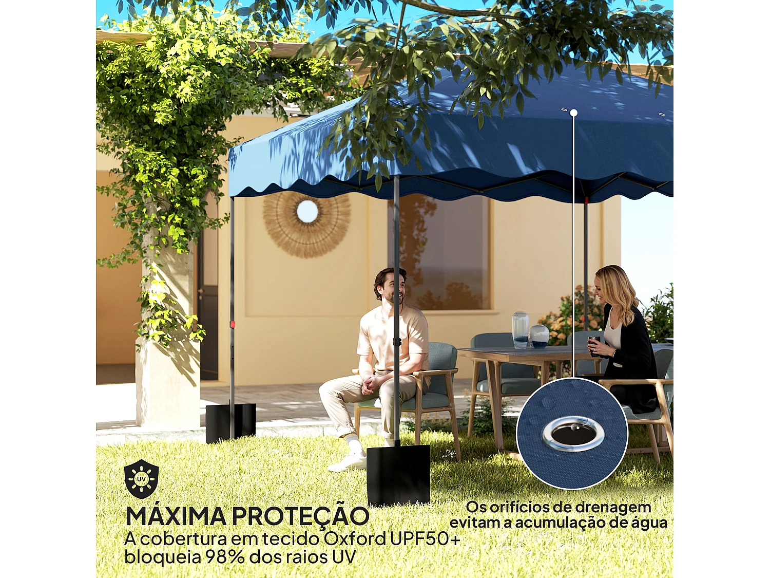 Carpa Gales Outsunny plegable altura ajustable + bolsa 287x297x297cm