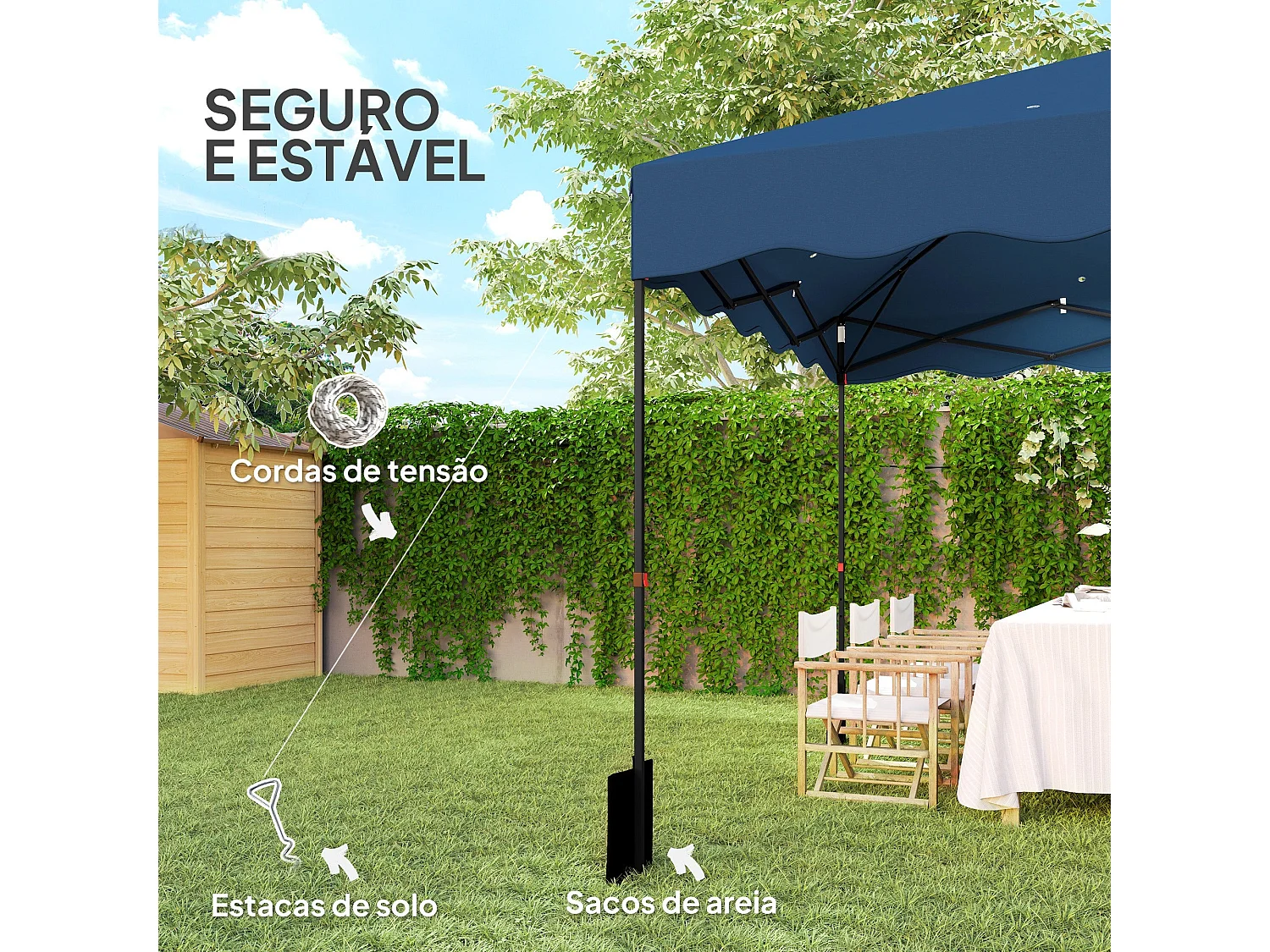 Carpa Gales Outsunny plegable altura ajustable + bolsa 287x297x297cm