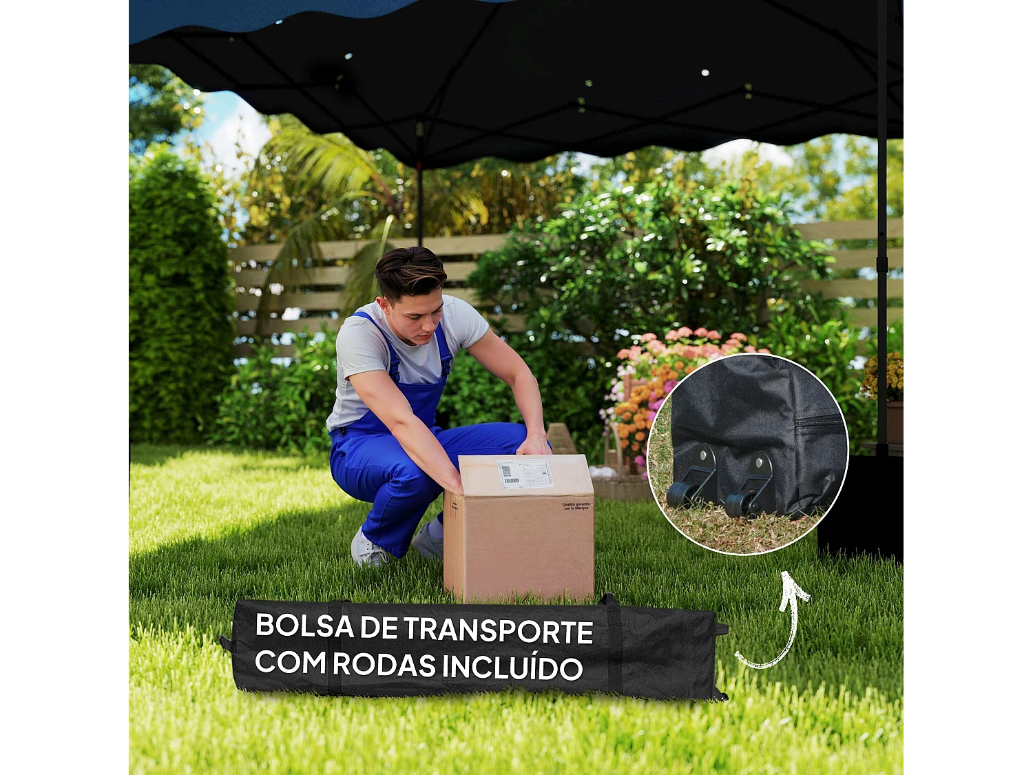 Carpa Gales Outsunny plegable altura ajustable + bolsa 287x297x297cm
