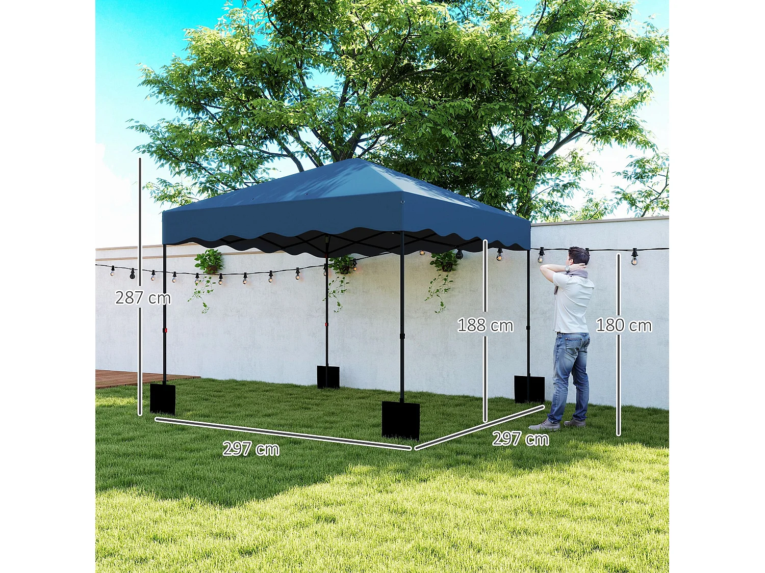 Carpa Gales Outsunny plegable altura ajustable + bolsa 287x297x297cm