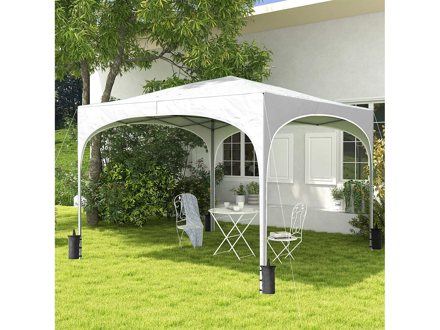 Tenda Dobrável 3x3 m com Altura Ajustável e Bolsa de Transporte para Jardim