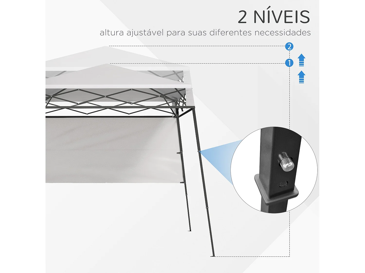 Tenda Dobrável 220x220x200 cm com Proteção UV e Bolsa de Transporte para Jardim e Pátio