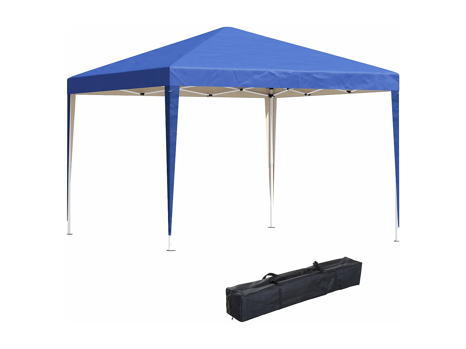 Tenda Dobrável Azul 295x295x255 cm com Transporte, Ajustável, Impermeável e Anti-UV para Eventos ao Ar Livre