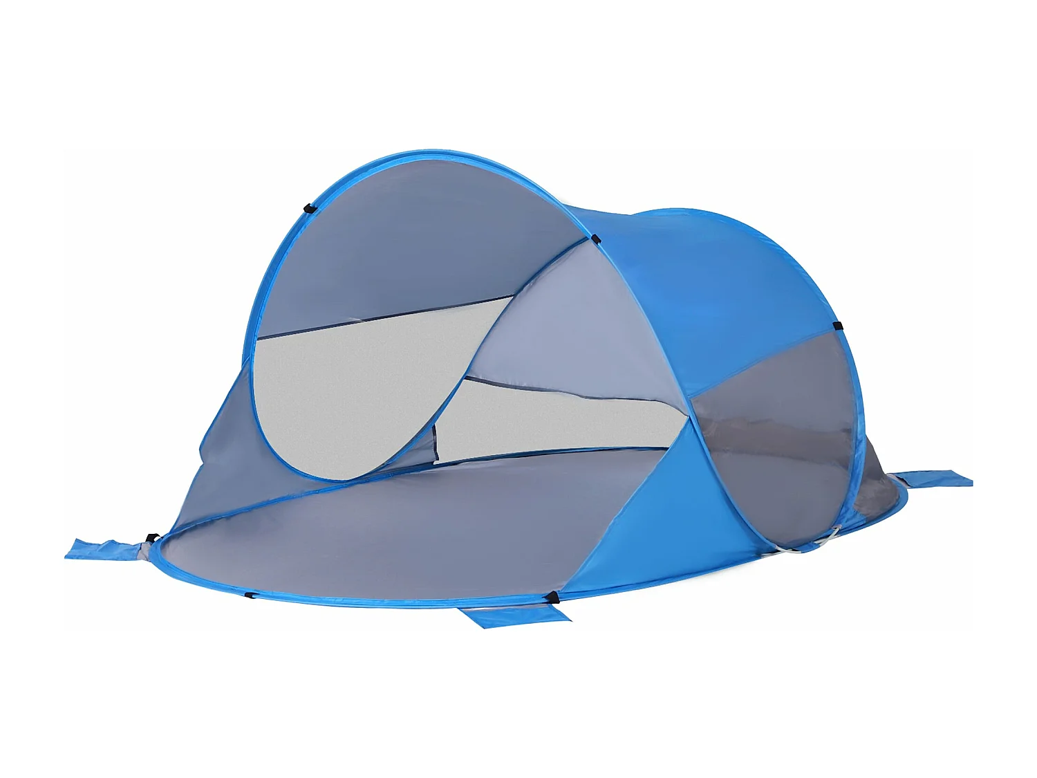 Tenda de Praia Dobrável Pop-Up Azul para 1-2 Pessoas com Abertura Automática e Bolsa de Transporte