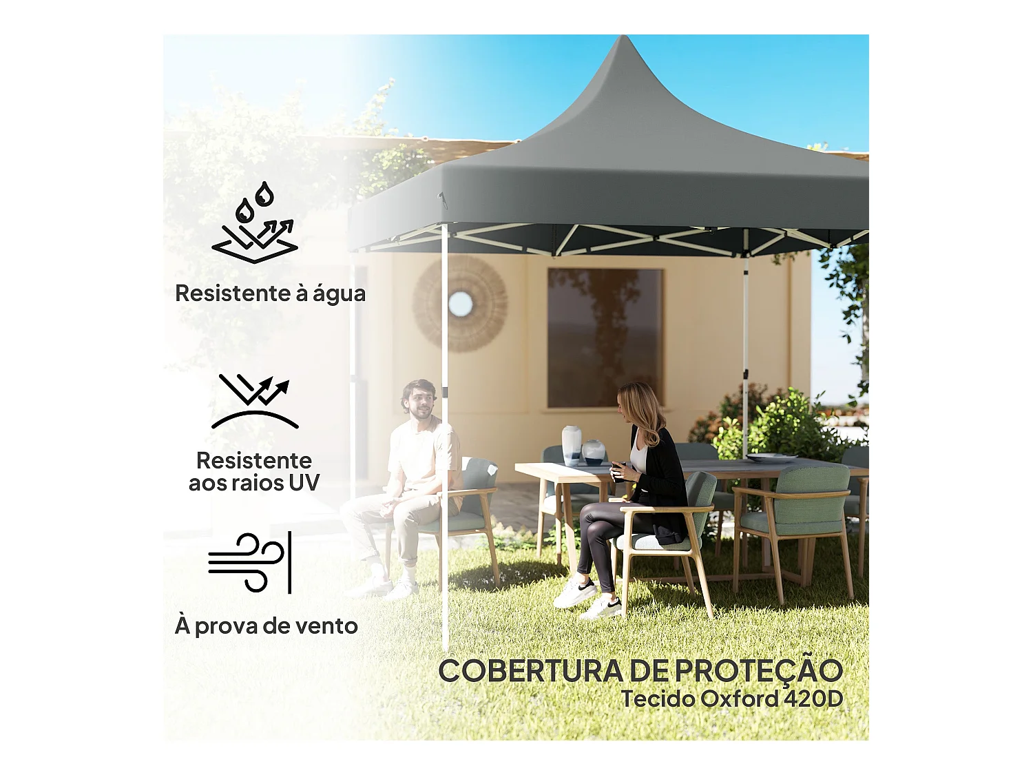 Carpa Zamora Outsunny plegable + paredes desmontables + bolsa gris 325x290x290 cm