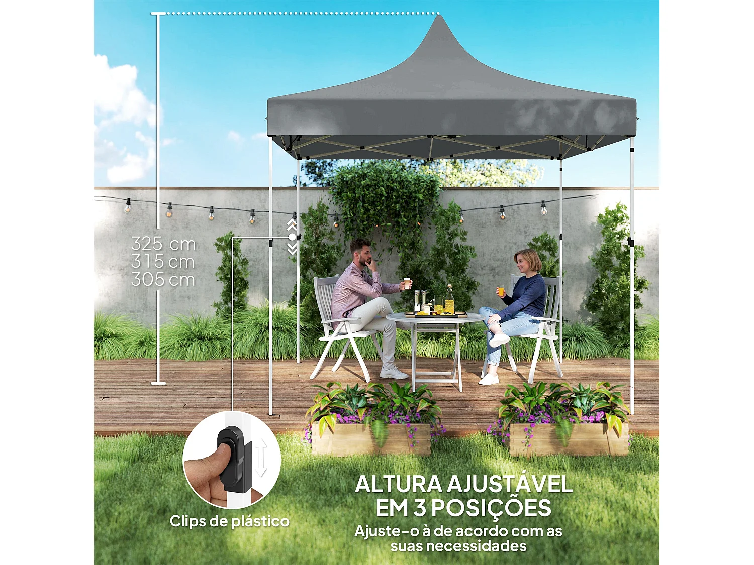 Tenda Dobrável Pop-Up 3x3 m com Proteção UV e Estrutura Resistente para Festas e Campismo