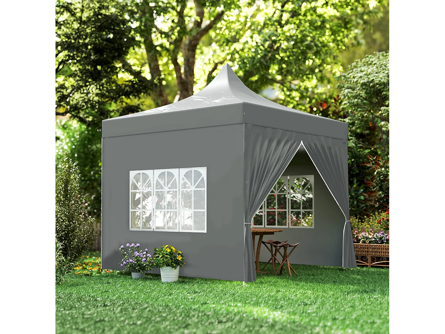 Tenda Dobrável Pop-Up 3x3 m com Proteção UV e Estrutura Resistente para Festas e Campismo