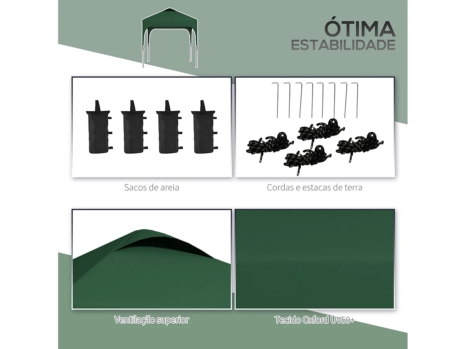 Tenda Dobrável 2,5x2,5x2,68cm com Proteção UV 50+ e Bolsa de Transporte para Acampamento e Festas