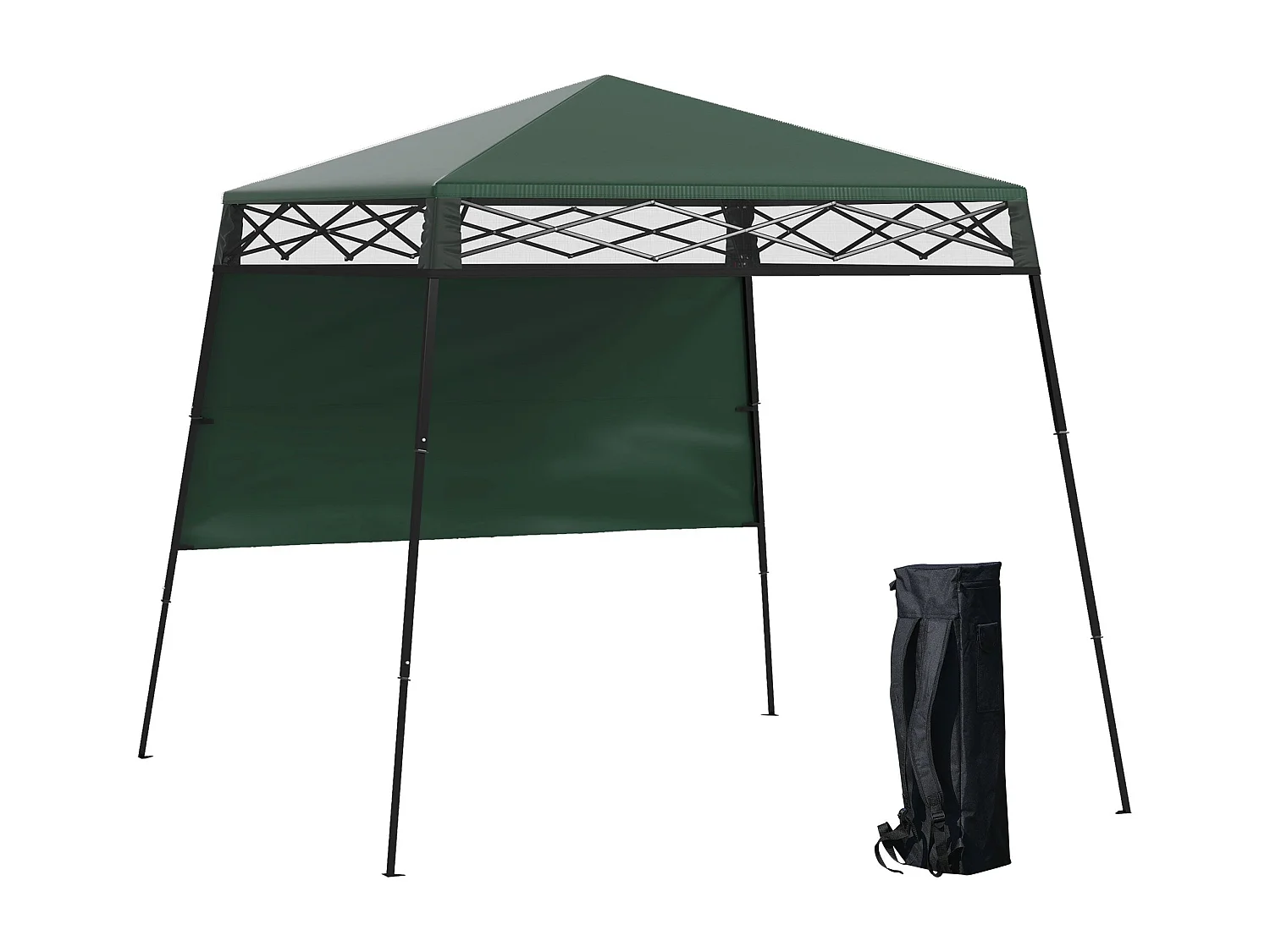 Carpa Billy Outsunny plegable + altura ajustable + pared lateral verde 200x220x220 cm